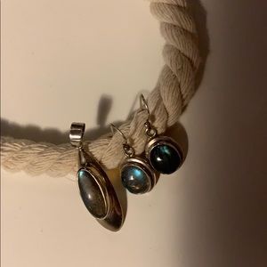 Labradorite earrings and pendant
